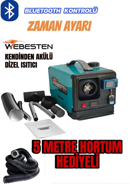 Webesten Taşınabilir Akülü Dizel Isıtıcı 12/24/220V Bluetooth'lu Serisi