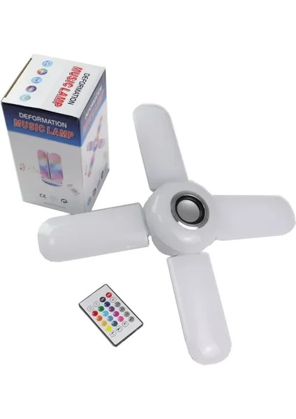 Lamba 4 Kanatlı E27 Duya Takılan Kumandalı Katlanabilir LED Müzik Lamba Işığı Avize Bluetooth Hoparlör (5148) fiyatları
