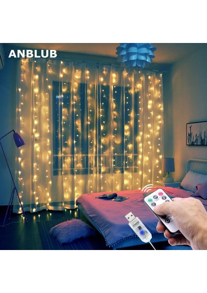 300 Ledli 10 Sarkıt Perde LED Işık-8 Fonksiyon, Uzaktan Kumandalı, 3x3 Metre (5148) fırsatları