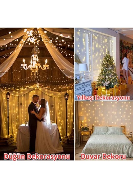 300 Ledli 10 Sarkıt Perde LED Işık-8 Fonksiyon, Uzaktan Kumandalı, 3x3 Metre (5148) indirimleri