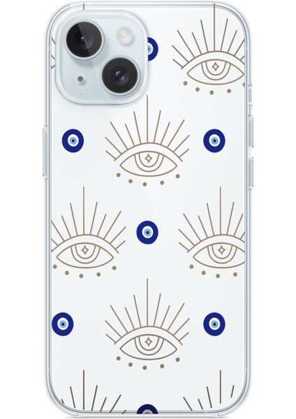 Iphone 13-Iphone 14 Uyumlu Desenli Şeffaf Silikon Kılıf Nazar3 modelleri