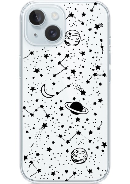 Iphone 13-Iphone 14 Uyumlu Desenli Şeffaf Silikon Kılıf Siyahgez indirimleri