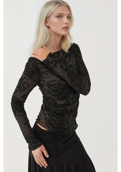 Kadın Uzun Kollu Asimetrik Bluz Siyah fiyatları