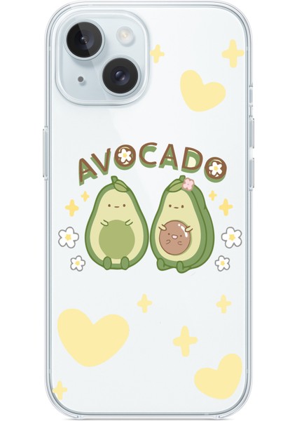 Iphone 13-Iphone 14 Uyumlu Desenli Şeffaf Silikon Kılıf Avakado2