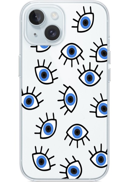 Iphone 13-Iphone 14 Uyumlu Desenli Şeffaf Silikon Kılıf Nazargöz indirimleri