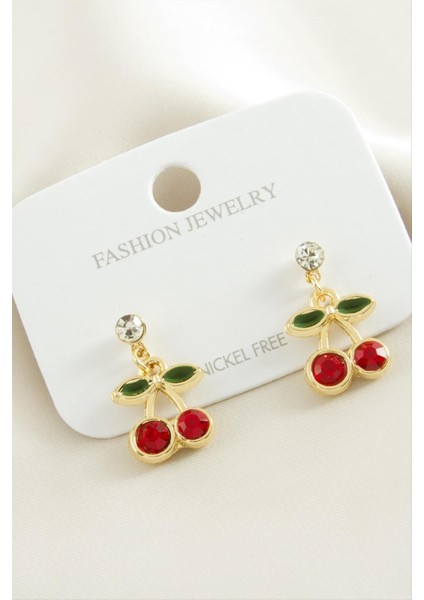 Kiraz Taşlı Mineli Küpe