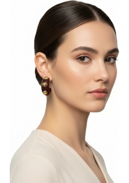 Zımbalı Bordo Akrilik Halka Küpe fiyatları