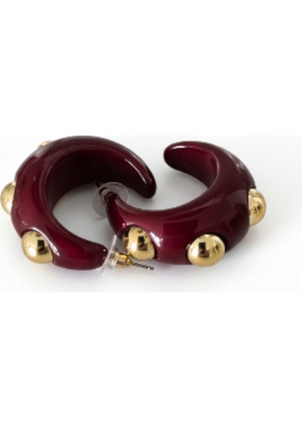 Zımbalı Bordo Akrilik Halka Küpe fırsatları