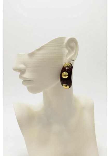 Zımbalı Bordo Akrilik Halka Küpe