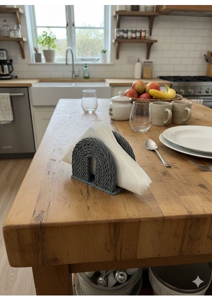 Masa Üstü Örgü Desenli Peçetelik -Esbodesign-