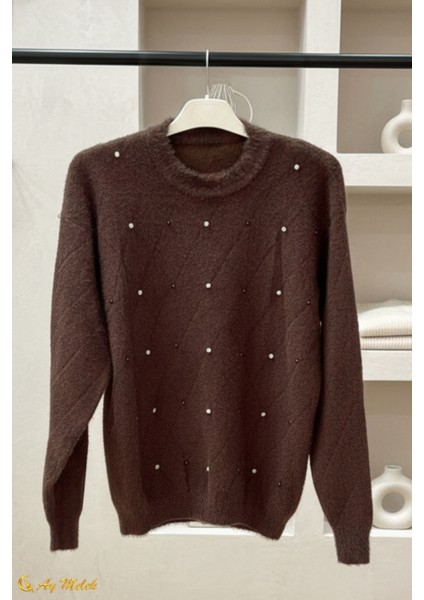 Kadın Triko Kazak Angora Yumuşak Dokulu Kısa Kazak