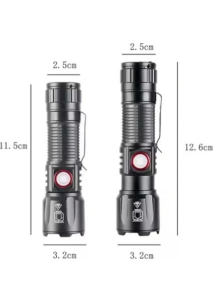 WS-2828 Ultra USB Şarjlı Polis El Feneri, Bekçi, Asker El Feneri Kırmızı Mavi Çakarlı 1000 Lümen (5148) fiyatları