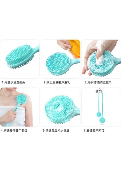 Çift Taraflı Silikon Uzun Saplı Banyo Fırçası CM-331 (3791) fırsatları