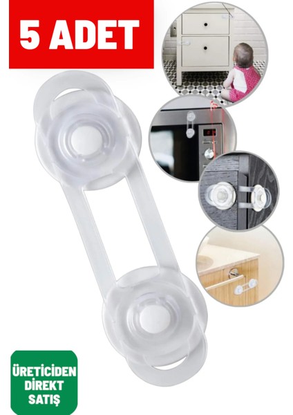 5 Adet Geçmeli Bebek Çocuk Koruma Kilidi | Çok Amaçlı Kilit Dolap Kilidi Çekmece Kilidi