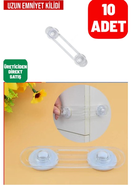 10 Uzun Bebek Çocuk Koruma Kilidi | Çok Amaçlı Şeffaf Kilit Dolap Kilidi Çekmece Kilidi