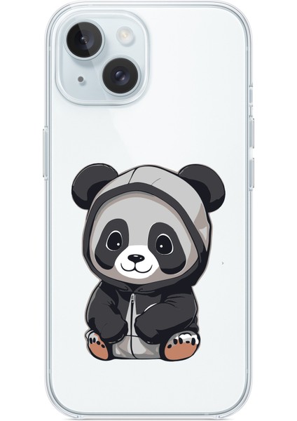 Iphone 13-Iphone 14 Uyumlu Desenli Şeffaf Silikon Kılıf Panda2