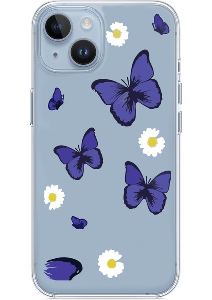 Iphone 13-Iphone 14 Uyumlu Desenli Şeffaf Silikon Kılıf Mavikelebek fiyatları
