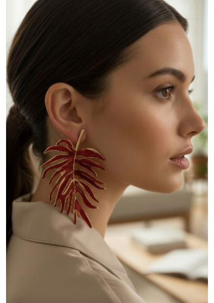 Zr Model Areka Yaprağı Küpe