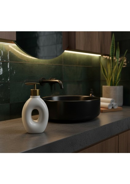 Sıvı Sabunluk Banyo Mutfak Şık Görünüm Siyah Beyaz