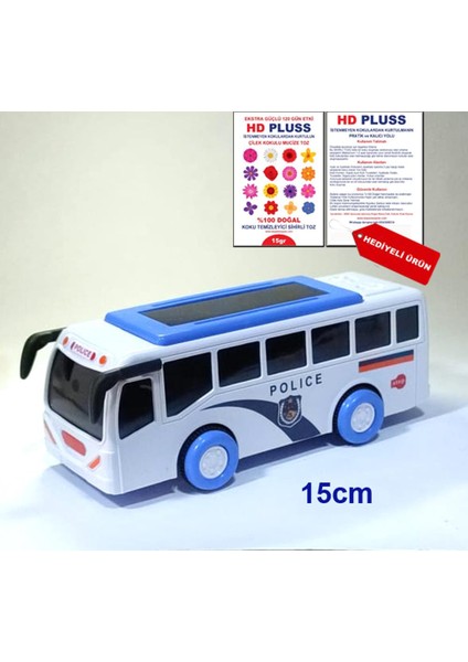 Işıklı Müzikli 15CM Çek Bırak Polis Otobüsü Diacast Tarz Motor Sesli Diskolu Oyuncak +Hediyeli Satış