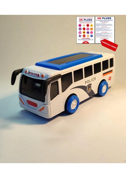Işıklı Müzikli 15CM Çek Bırak Polis Otobüsü Diacast Tarz Motor Sesli Diskolu Oyuncak +Hediyeli Satış modelleri