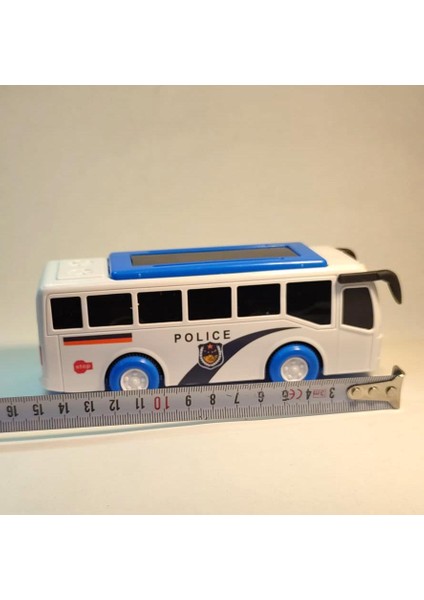 Işıklı Müzikli 15CM Çek Bırak Polis Otobüsü Diacast Tarz Motor Sesli Diskolu Oyuncak +Hediyeli Satış indirimleri