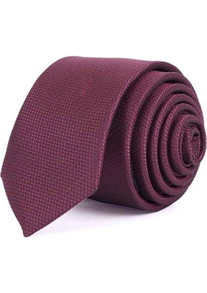 5 cm Bordo Kendinden Desenli Spor Kravat