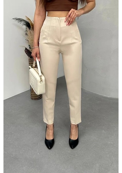 Kadın Yüksek Bel Pensli Zra Pantolon – Beyaz / Krem / Bej / Lacivert / Siyah | 36-46 Beden | Business & Ofis Kombin fiyatları
