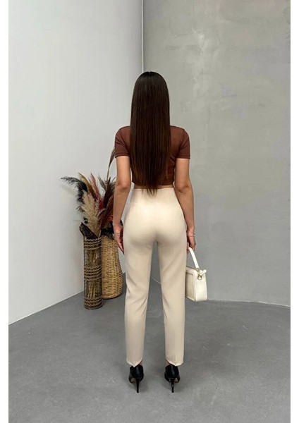 Kadın Yüksek Bel Pensli Zra Pantolon – Beyaz / Krem / Bej / Lacivert / Siyah | 36-46 Beden | Business & Ofis Kombin modelleri