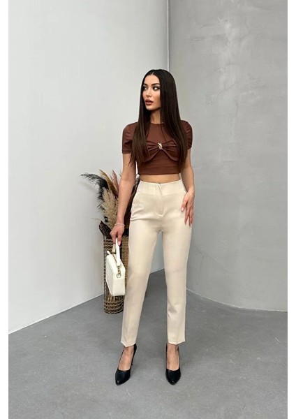 Kadın Yüksek Bel Pensli Zra Pantolon – Beyaz / Krem / Bej / Lacivert / Siyah | 36-46 Beden | Business & Ofis Kombin fırsatları