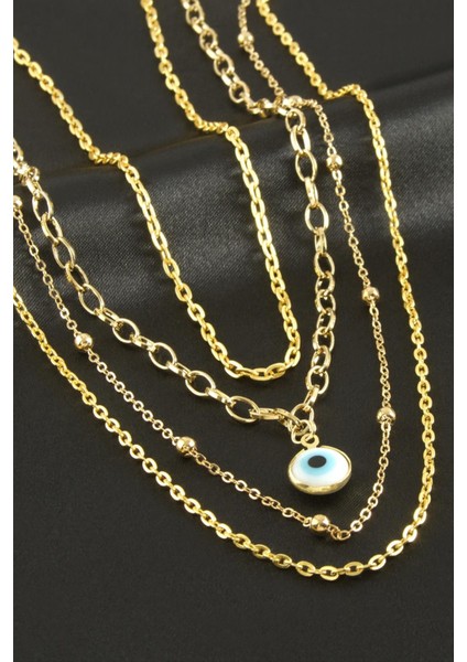 Nazar Mineli Dörtlü Kolye