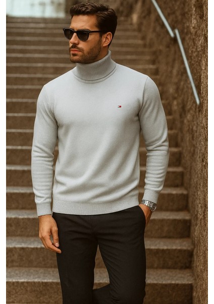 Erkek Kışlık Basic Uzun Boğazlı Gri Kazak fırsatları