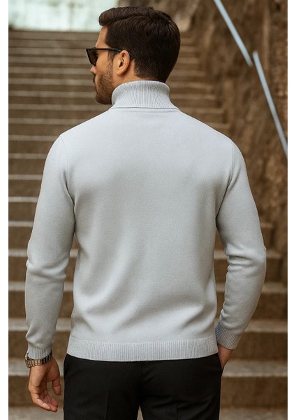 Erkek Kışlık Basic Uzun Boğazlı Gri Kazak indirimleri