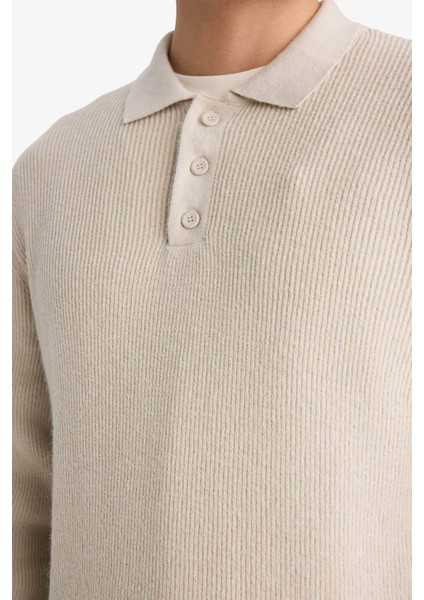 Standart Fit Polo Yaka Triko Kazak D3589AX25WN fırsatları