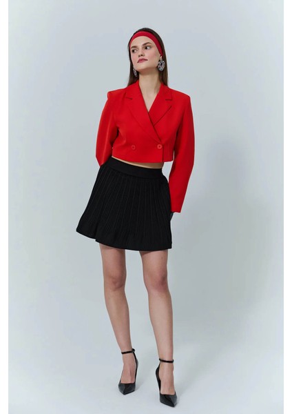 Pile Detaylı Siyah Kadın Etek 41573 modelleri