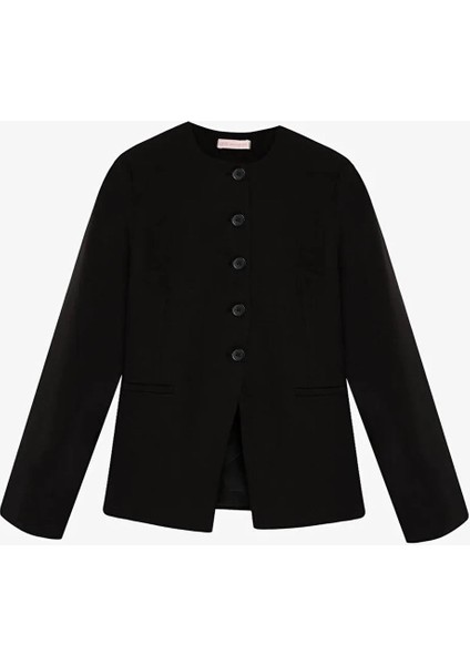 Düğme Detaylı Siyah Kadın Ceket CKT00917 fiyatları