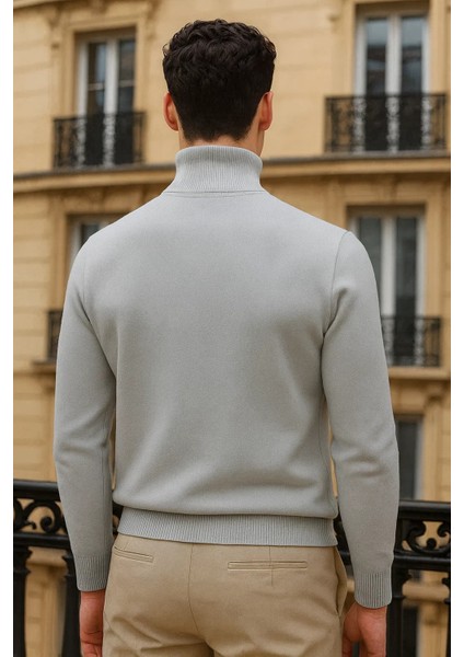 Erkek Uzun Premium Comfort Gri Kazak