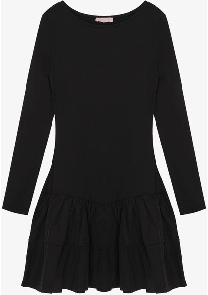 Fırfır Detaylı Siyah Kadın Elbise ELB00926 fiyatları