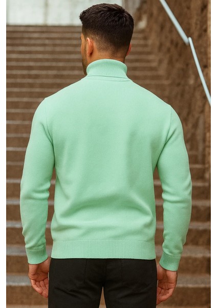 Erkek Kışlık Basic Uzun Boğazlı Mint Kazak indirimleri