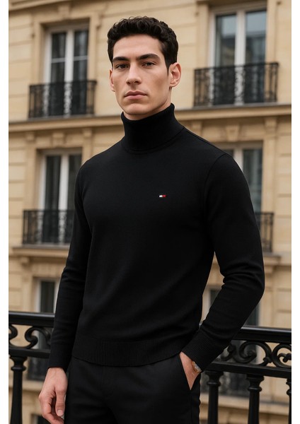 Erkek Uzun Premium Comfort Siyah Kazak