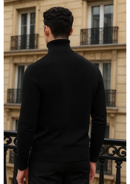 Erkek Uzun Premium Comfort Siyah Kazak