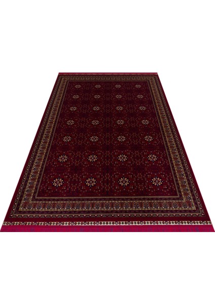 Sateen Afghan Sfg 03 - Etnik Desenli Bordo Makine Halısı – Yıkanabilir, Kaymaz Taban, Hav Vermez