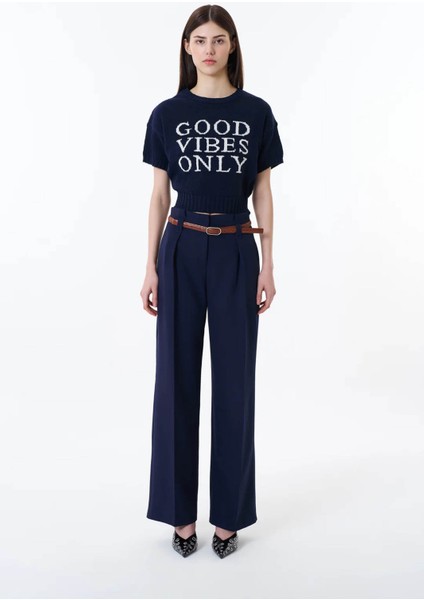 Kemer Detaylı Lacivert Kadın Pantolon 71262