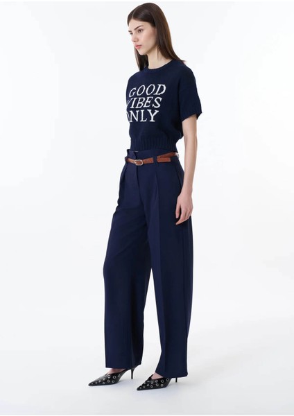 Kemer Detaylı Lacivert Kadın Pantolon 71262 modelleri