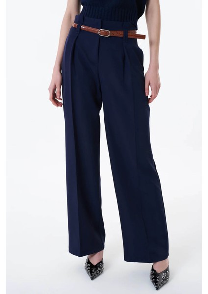 Kemer Detaylı Lacivert Kadın Pantolon 71262 fırsatları