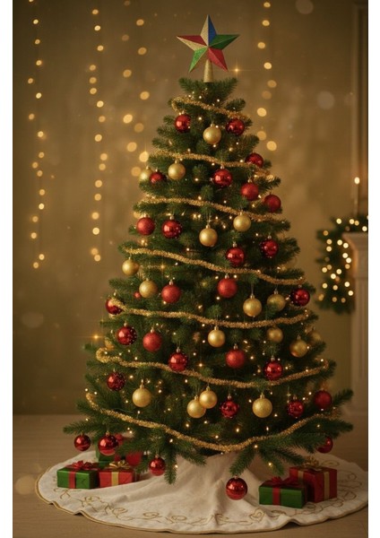 Gold & Çok Renkli Yılbaşı Ağacı Tepelik Yıldız fiyatları