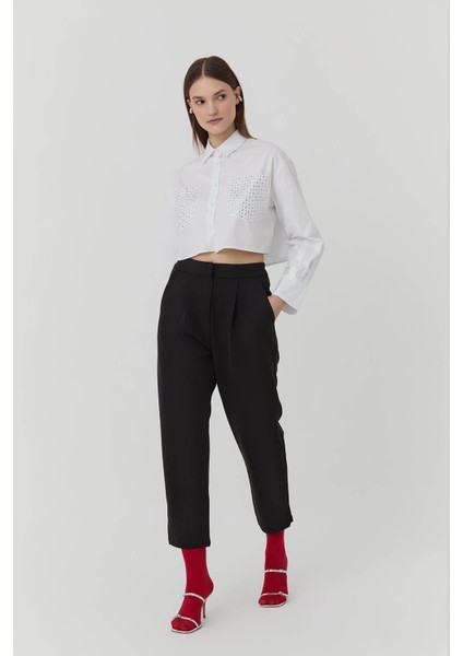 Beli Lastikli Siyah Kadın Pantolon 71154 modelleri