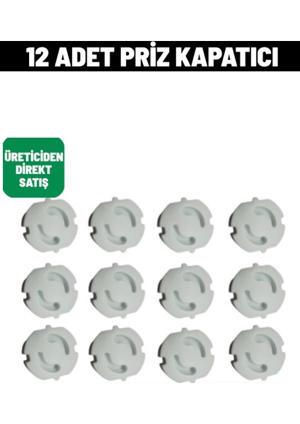 12 Adet Priz Kapatıcı Bebek Çocuk Priz Emniyet Kilidi