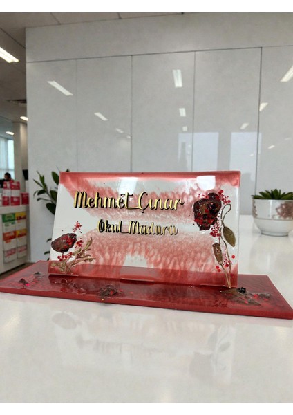 Epoksi Reçine Masaüstü Isimlik 13 Farklı Tasarım | Kişiye Özel Ofis Hediyesi | Hediye 17X10 cm