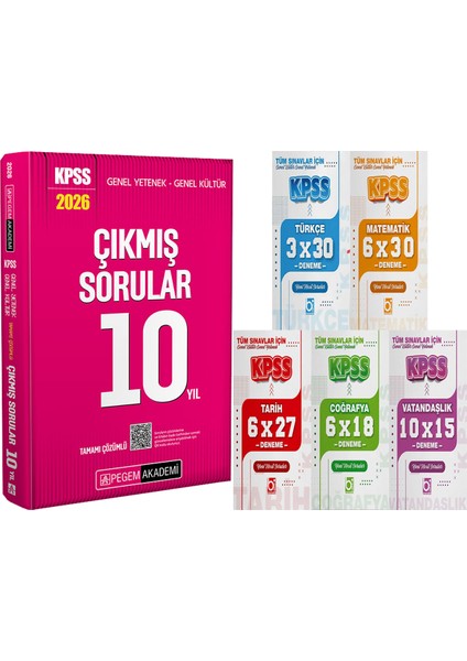2026 Kpss Tamamı Çözümlü Çıkmış Sorular 10 Yıl - 5 Ders 31 Deneme
